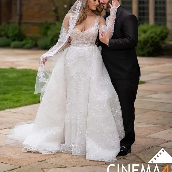 Hayat Couture | Dresses | One Of A Kind Hand Sewn Crystal Beaded Mermaid Wedding  Gown Detached Skirt | Poshmark